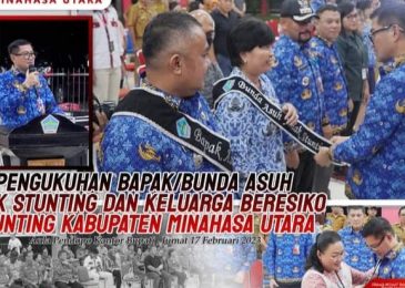 Bupati Joune Ganda Kukuhkan Bapak dan Bunda Asuh Anak Stunting Dan Keluarga Beresiko Stunting